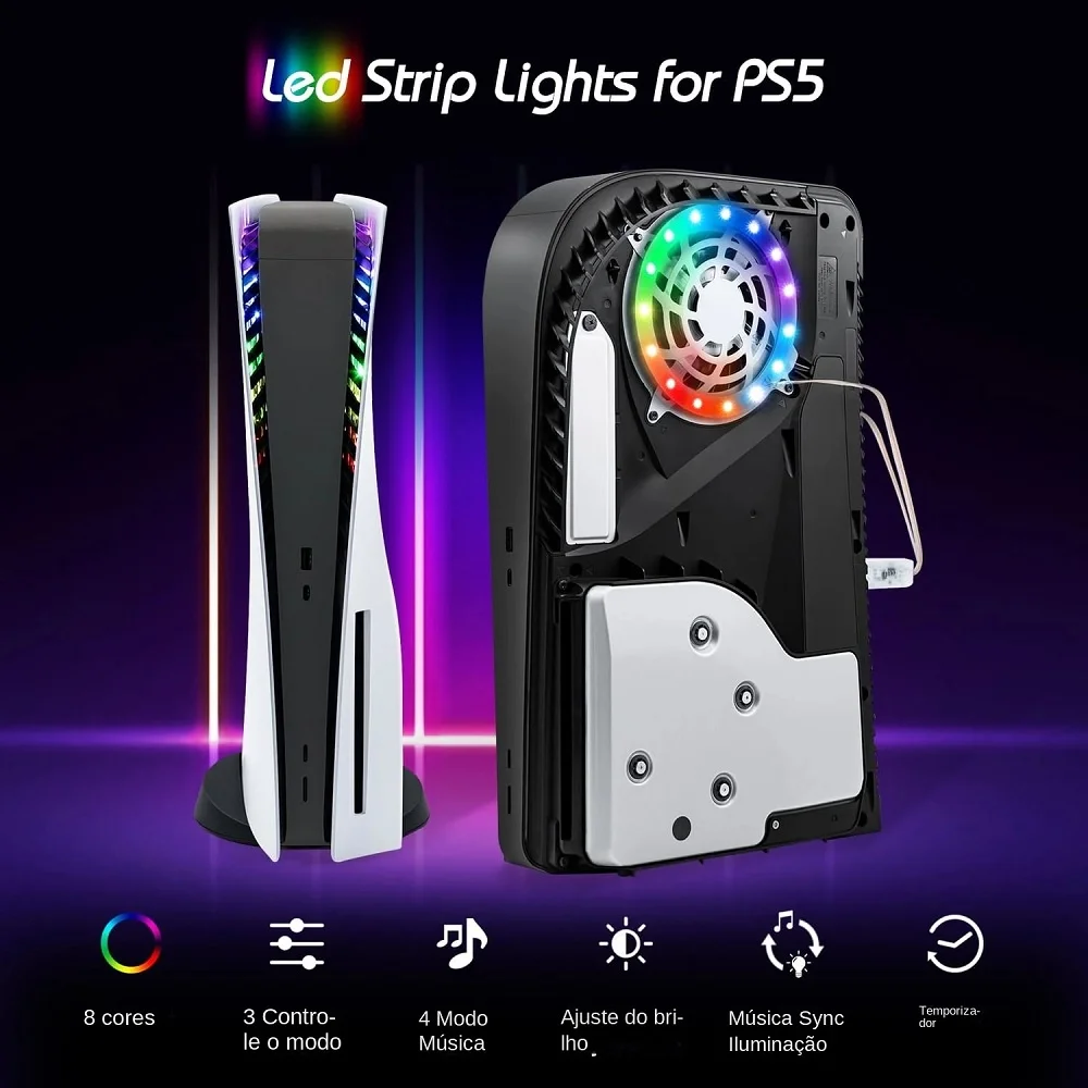 Circulo Fita LED RGB 8 Cores Playstation 5 Ps5 Gamer Circulo Fita LED RGB 8 Cores Playstation 5 Ps5 Gamer