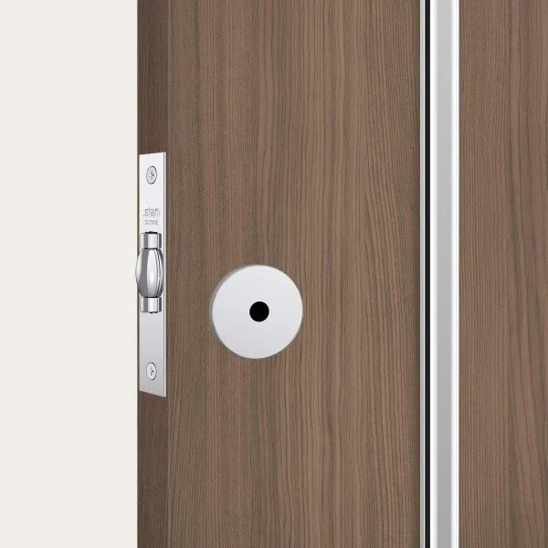 Fechadura Rolete Para Porta Pivotante 1005 Tetra Chave Roseta Redonda Cromada 45mm Stam