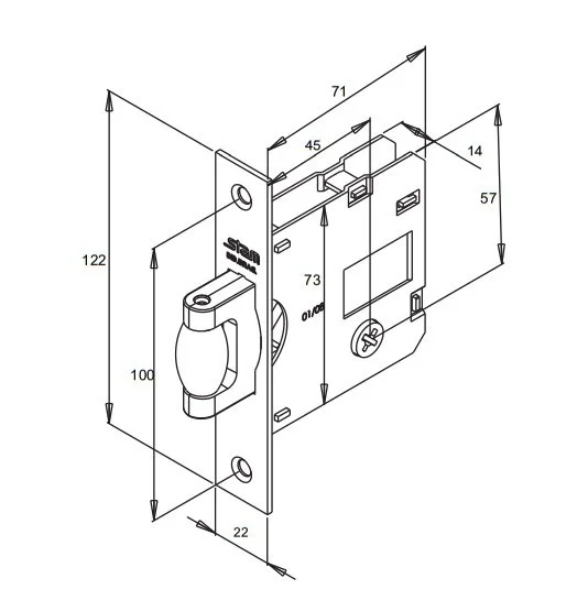 Fechadura Rolete Para Porta Pivotante 1005 Tetra Chave Roseta Redonda Cromada 45mm Stam