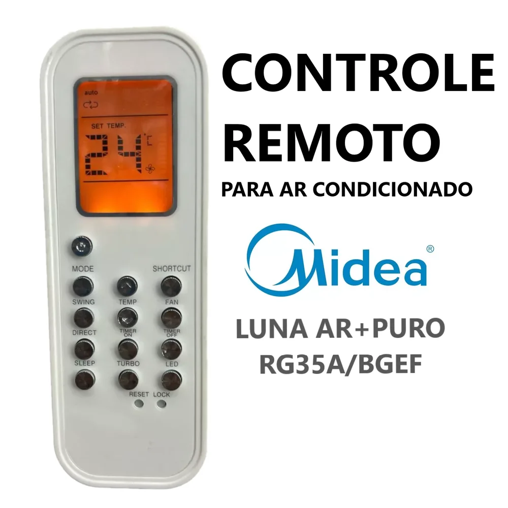 Controle Remoto Ar Condicionado Midea Luna Rg35a/bgef Ar+puro -7304