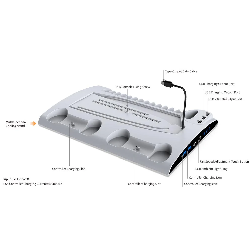 Multifuncional Ps5 /ps5 Silm Cooling Stand Dock De Carregamento Tp5-3570 Multifuncional Ps5 /ps5 Silm Cooling Stand Dock De Carregamento Tp5-3570