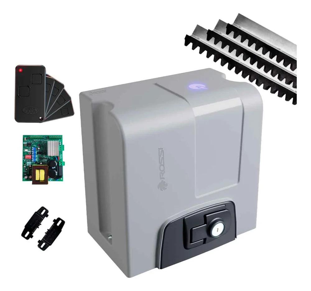 Kit Motor Rossi Dz4 Nitro Bivolt Para Portão 850kg Deslizante 5 Controles + 3 Metros De Cremalheira Kit Motor Rossi Dz4 Nitro Bivolt Para Portão 850kg Deslizante 5 Controles + 3 Metros De Cremalheira