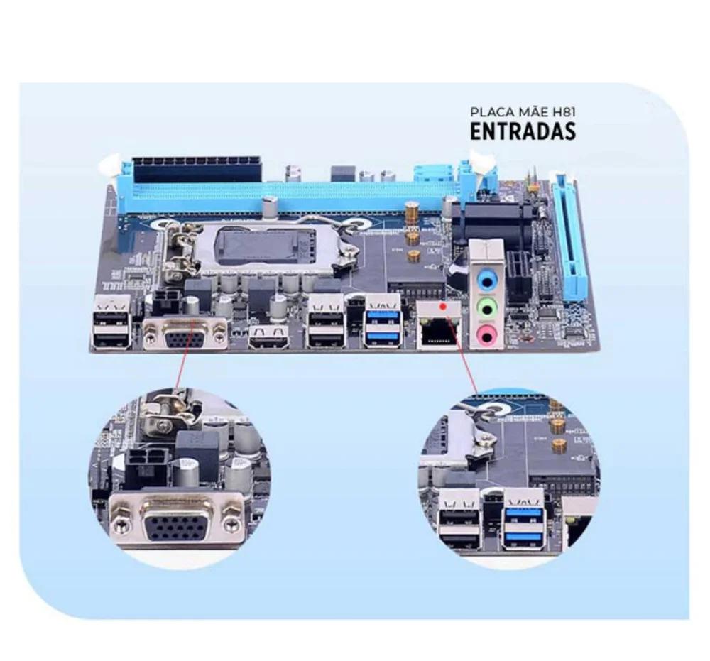 Placa Mãe LGA 1150 Chipset Intel H81 16gb Ddr3 Nvme Usb 3.0 HDMI Placa Mãe LGA 1150 Chipset Intel H81 16gb Ddr3 Nvme Usb 3.0 HDMI