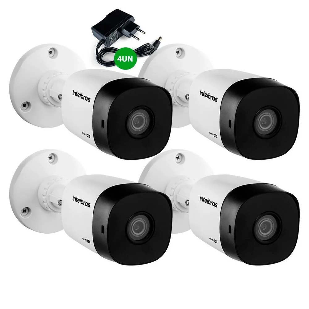 Kit 04 Câmeras De Segurança Vhl 1220 B G2 Hdcvi Full Hd 1080p Intelbras Com Fonte De Alimentação