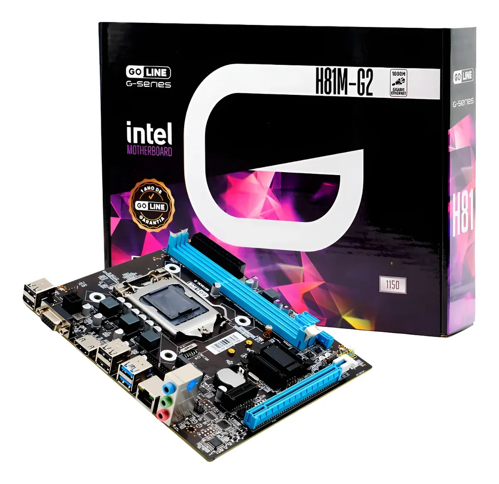 Placa Mae LGA 1150 Ddr3 H81m-g2 Nvme HDMI Vga 4 Ge Goline Placa Mae LGA 1150 Ddr3 H81m-g2 Nvme HDMI Vga 4 Ge Goline