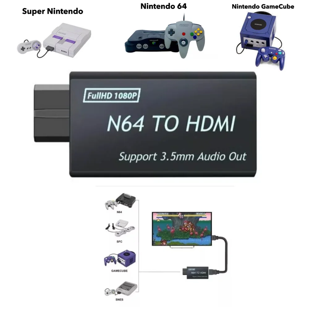Conversor Adaptador HDMI Compativel Super Nintendo / Nintendo 64 / Nintendo Gamecube
