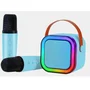 Caixa De Som Bluetooth azul Com 2 Microfones Sem Fio Com Alto-falante Bluetooth Brincadeira Para A Família Karaokê