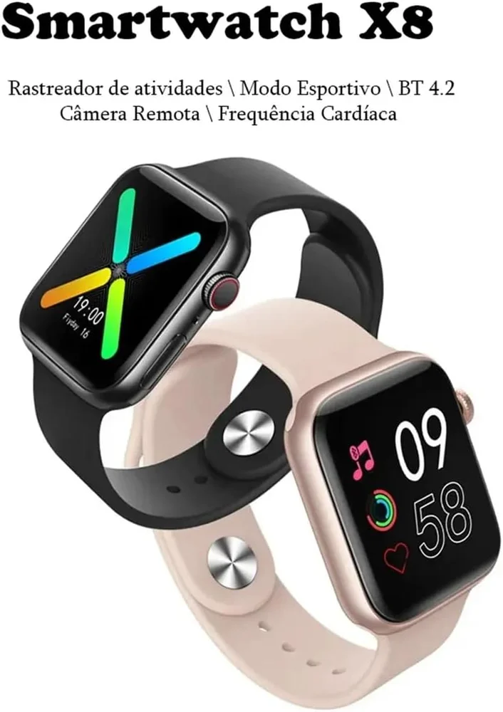 Relógio Smartwatch X8 Digital Bluetooth Masculino E Feminino Com Monitor De Saúde Cor:rosa. Relógio Smartwatch X8 Digital Bluetooth Masculino E Feminino Com Monitor De Saúde Cor:rosa.