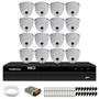 Kit 16 Câmeras Intelbras Vhl 1120 Dome Hd 720p Visão Noturna 20m + Dvr 1316 Full Hd 16 Canais