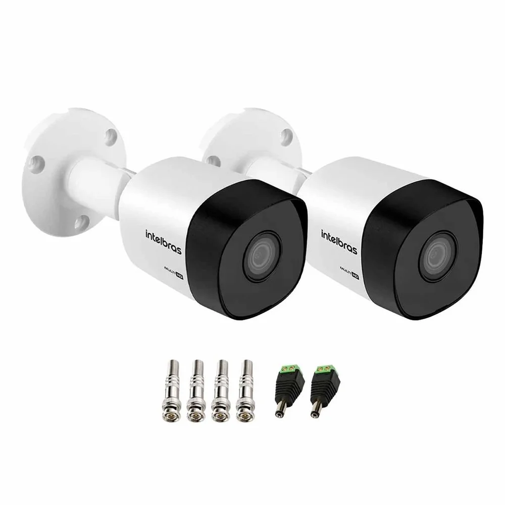Kit 2 Câmeras Intelbras Vhd 3130 Bullet G6 Hd 720p, Lente 3.6mm Visão Noturna 30m, Ip67 + Conectores Kit 2 Câmeras Intelbras Vhd 3130 Bullet G6 Hd 720p, Lente 3.6mm Visão Noturna 30m, Ip67 + Conectores
