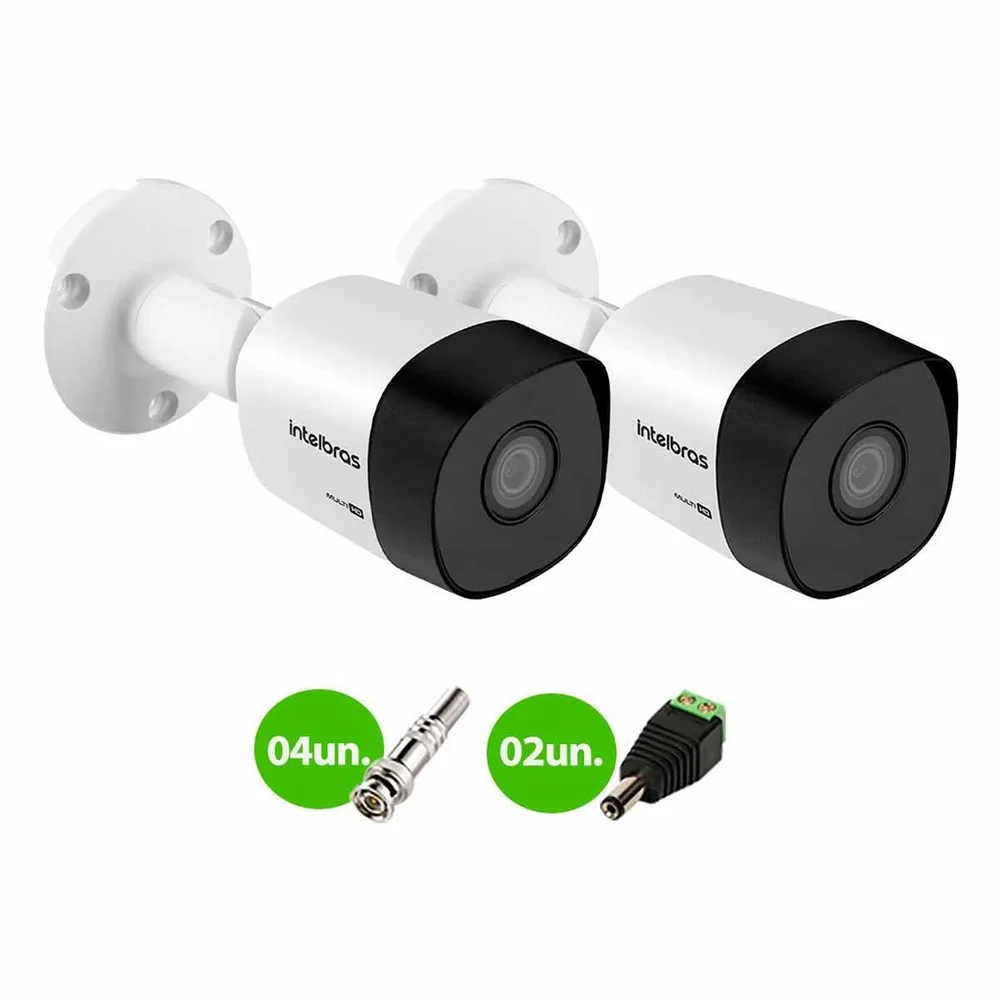 Kit 2 Câmeras Intelbras Vhd 3130 Bullet G6 Hd 720p, Lente 3.6mm Visão Noturna 30m, Ip67 + Conectores Kit 2 Câmeras Intelbras Vhd 3130 Bullet G6 Hd 720p, Lente 3.6mm Visão Noturna 30m, Ip67 + Conectores