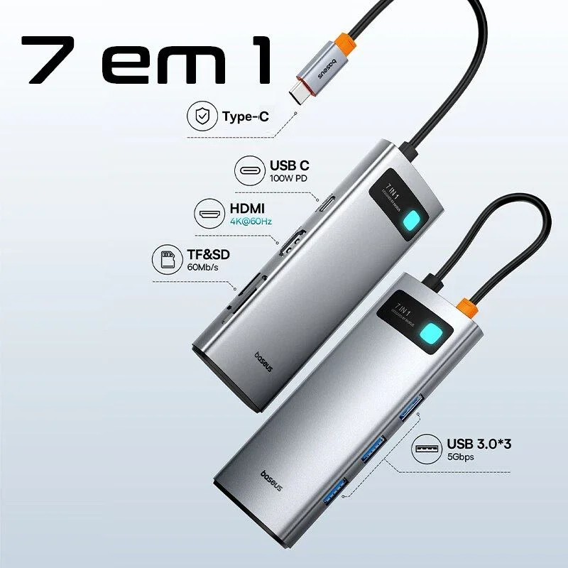 Hub Usb-c Baseus 7 Em 1 Dockstation HDMI 4k Thunderbolt. em Campinas - foto 2