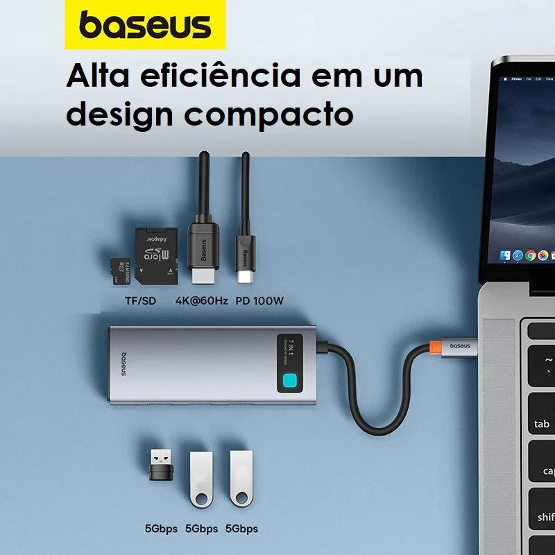 Hub Usb-c Baseus 7 Em 1 Dockstation HDMI 4k Thunderbolt. em Campinas - foto 5
