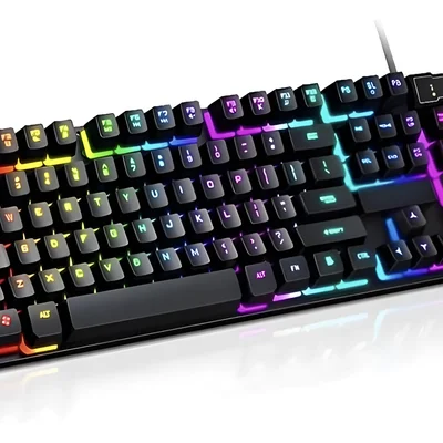 Teclado Gamer Semi Mecanico RGB Com Fio Silencioso Rapido