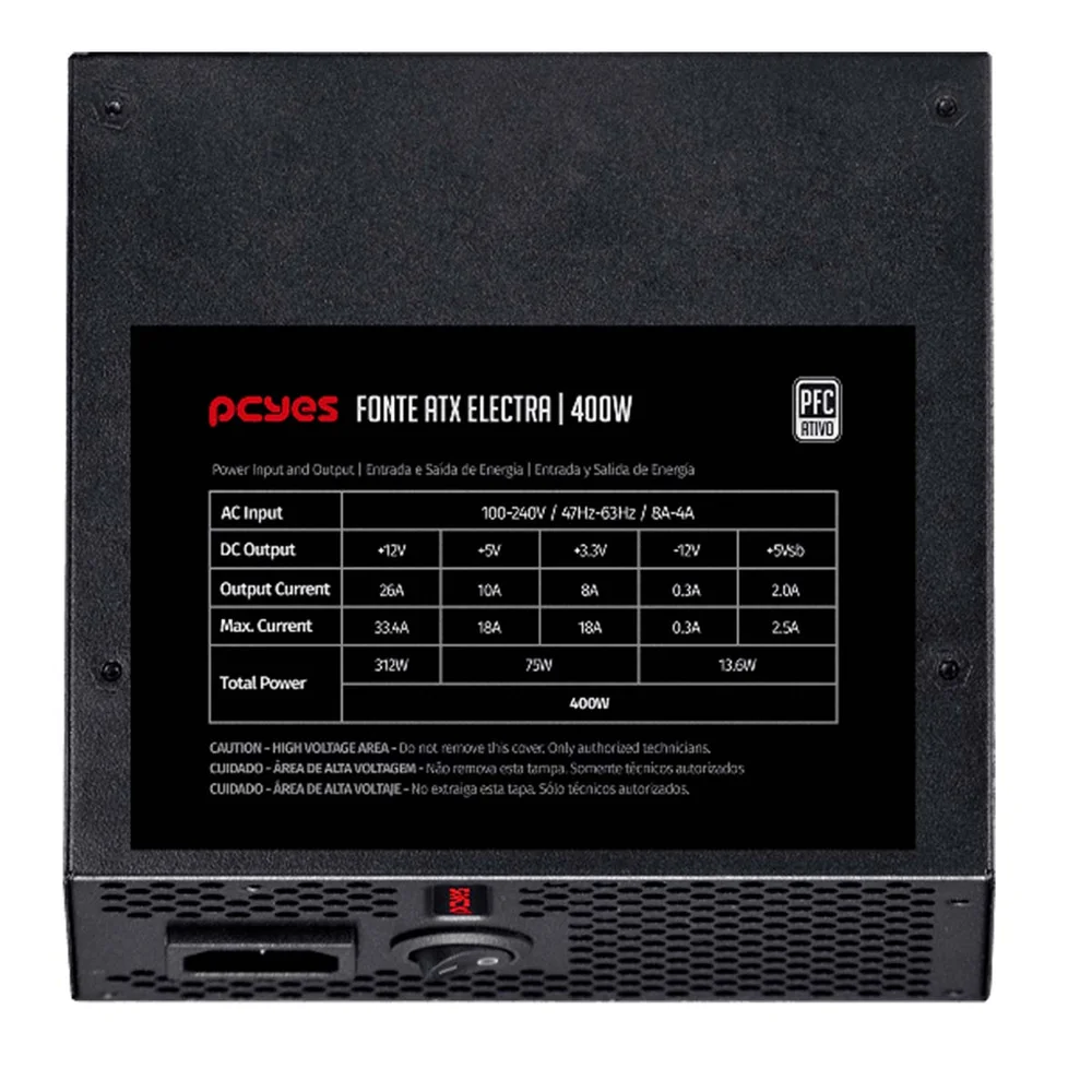 Fonte Atx PCyes Electra 400w Pfc Ativo - Elec400w