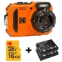 Câmera Compacta Kodak Pixpro Wpz2 À Prova D'água (laranja) - Kit Com 2 Baterias E Cartão De 16gb