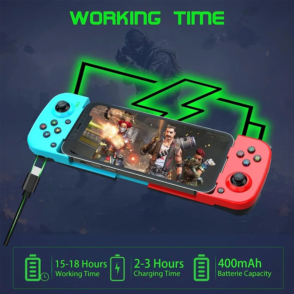 Gamepad Bsp-d3 - Controle Sem Fio Bluetooth - Compatível C/ Android E Ios - Recarregável Ergonomico Cor:preto