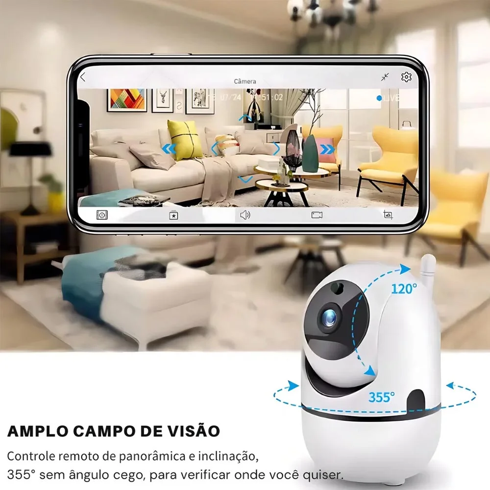 Câmera Ip Smart Hd Sem Fio Wifi Ptz Auto Tracking 1 Antena.