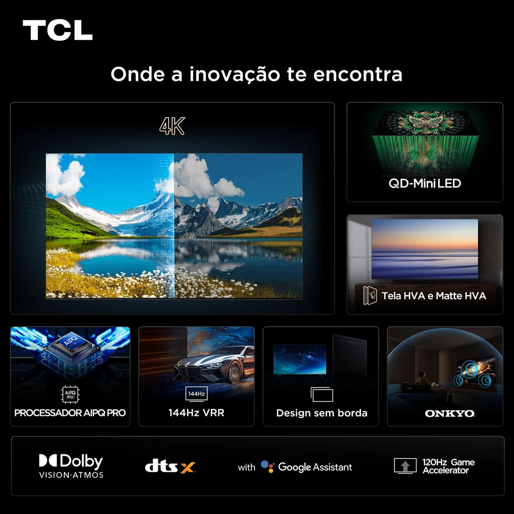 Smart TV TCL 65 Polegadas QLED Mini LED 4K C6K WiFi Bluetooth Google TV 4 HDMI 144Hz HDR10+ 65C6K - view 4