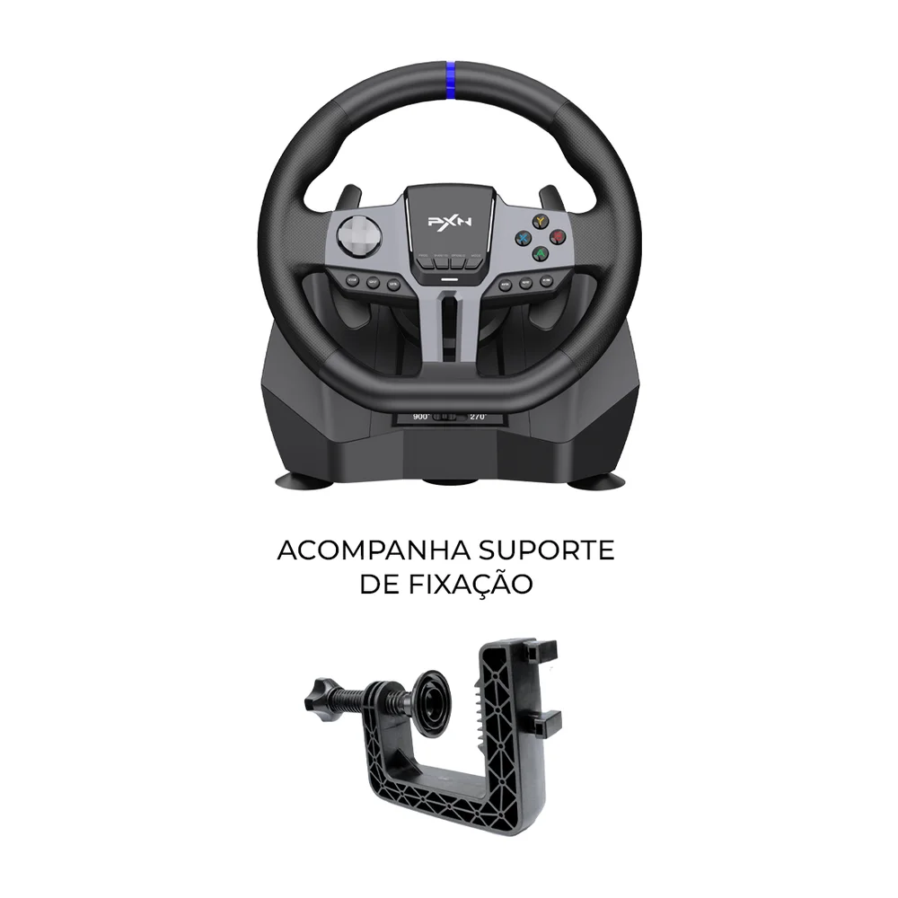 Kit Volante Gamer Pxn V9 Gen2 Com Pedais Câmbio Manual  900° Vibração Compatível PC - view 3