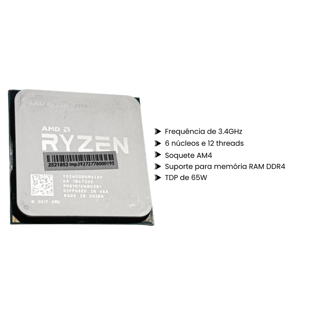 Processador Ryzen 5 2600 34GHZ 1847SUS