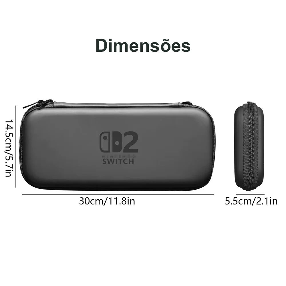 Case Nintendo Switch 2 Bolsa Estojo Rígido Preto Eva Ns2