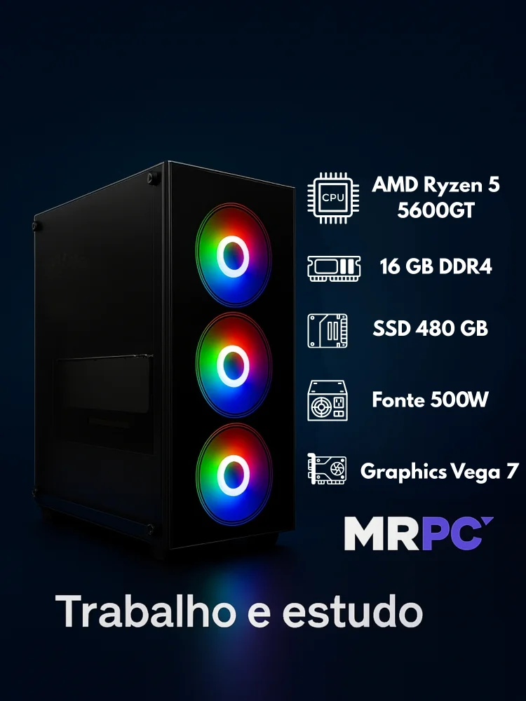 PC Computador Cpu Gamer Amd Ryzen 5 5600gt 16gb SSD 480GB em Campinas - foto 5