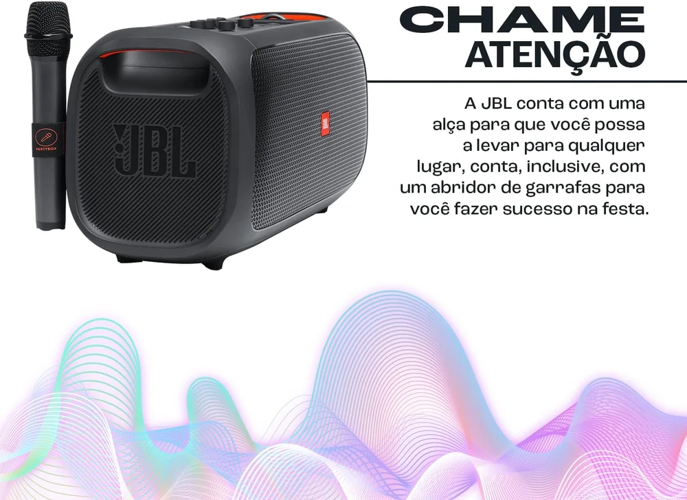 Caixa De Som Jbl Partybox On The Go 100 Watts Rms Com Bluetooth / usb - preta