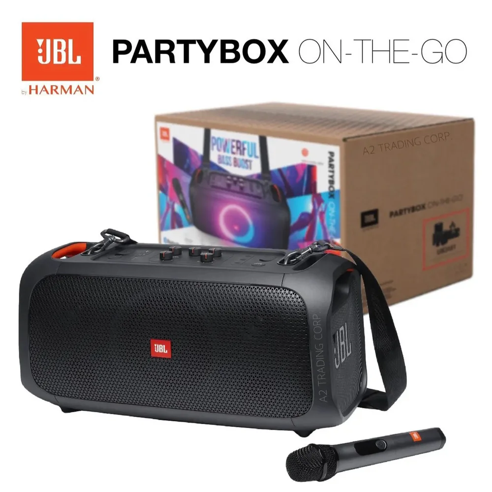 Caixa De Som Jbl Partybox On The Go 100 Watts Rms Com Bluetooth / usb - preta