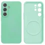 Capa Capinha Protetora de Silicone com Interior em Microfibra Aveludado Compatível com Magsafe para o Samsung Galaxy S25 - Cor: Verde Claro