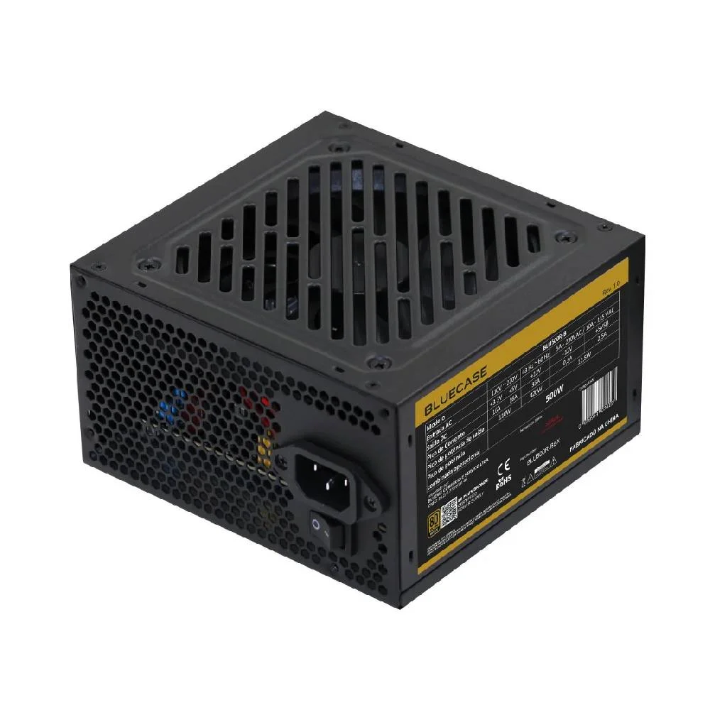 Fonte De Alimentação Bluecase Atx Ps/2 500w 80 Plus Bronze Pfc Ativo C/cabo - Blu500r-bbx