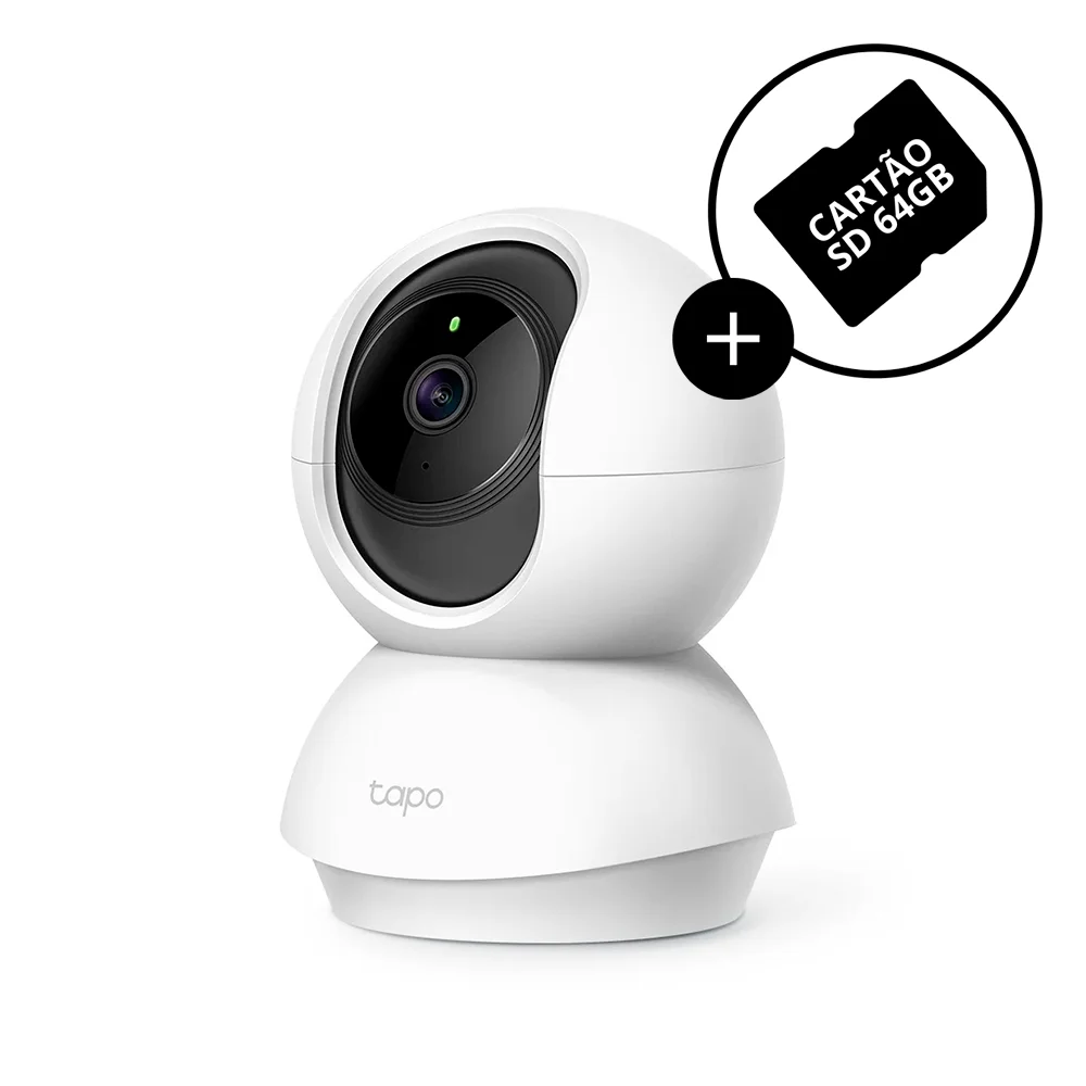 Câmera De Segurança Tapo C210 Tp-link Wi-fi Ip 360º 3mp Com Cartão 64gb