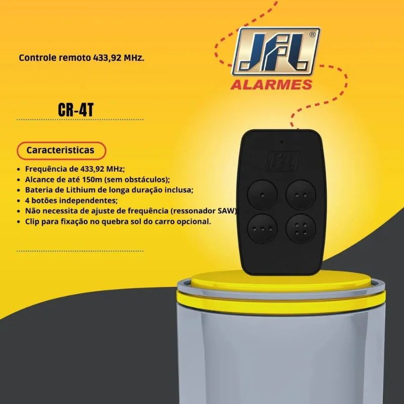 Controle Remoto Jfl Cr 4t 433,92mhz 4 Botões