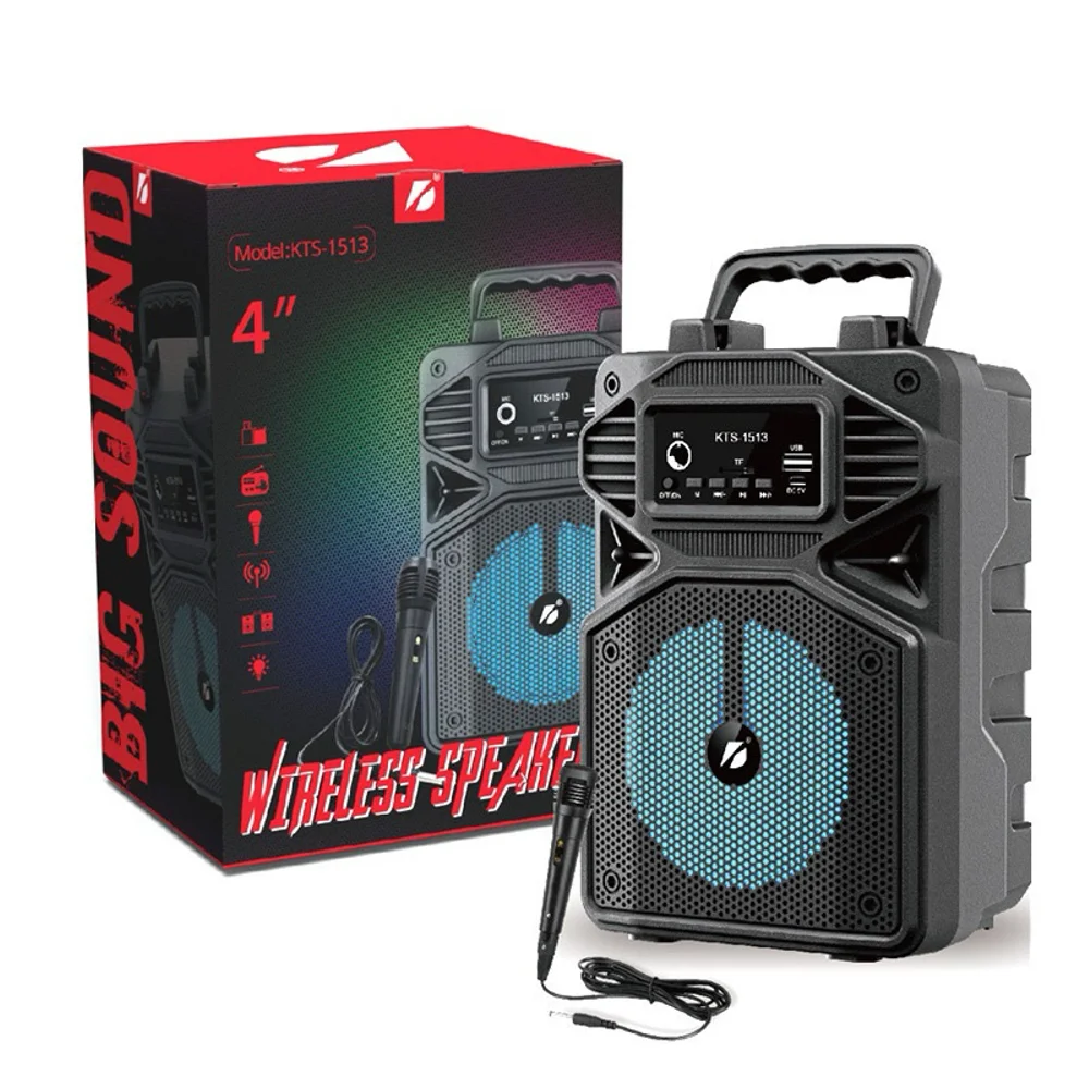 Caixa De Som Bluetooth Canhão Portátil Potente Aux Microfone Entrada Cartão Micro Sd Usb Com Alça Com LED RGB