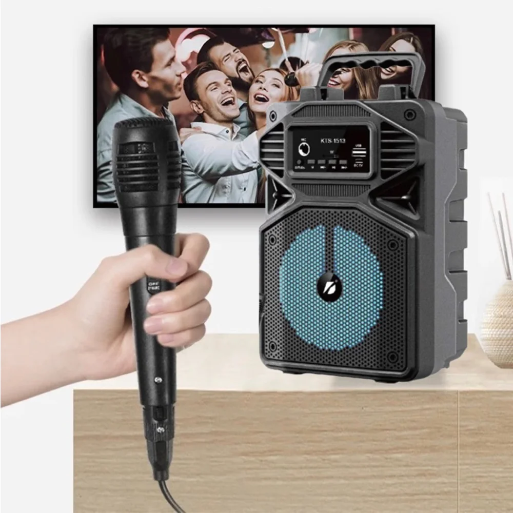 Caixa De Som Bluetooth Canhão Portátil Potente Aux Microfone Entrada Cartão Micro Sd Usb Com Alça Com LED RGB