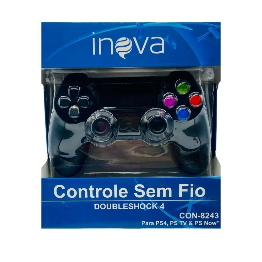 Controle Inova Doubleshock, Sem Fio Para Ps4, Ps Tv, Ps Preto