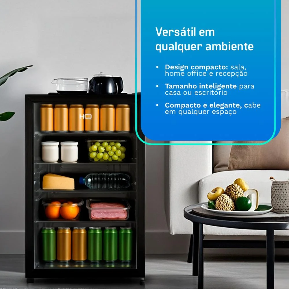 Frigobar Expositor Vertical Hq Vidro Duplo 130 Litros Preto Hq-130fbpvl Frigobar Expositor Vertical Hq Vidro Duplo 130 Litros Preto Hq-130fbpvl