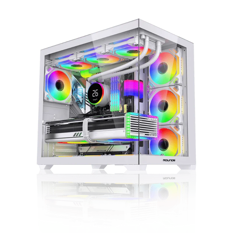 Gabinete Gamer Round5 Genos White (atx / Aquario / Frontal Vidro / Sem Fan) Gabinete Gamer Round5 Genos White (atx / Aquario / Frontal Vidro / Sem Fan)