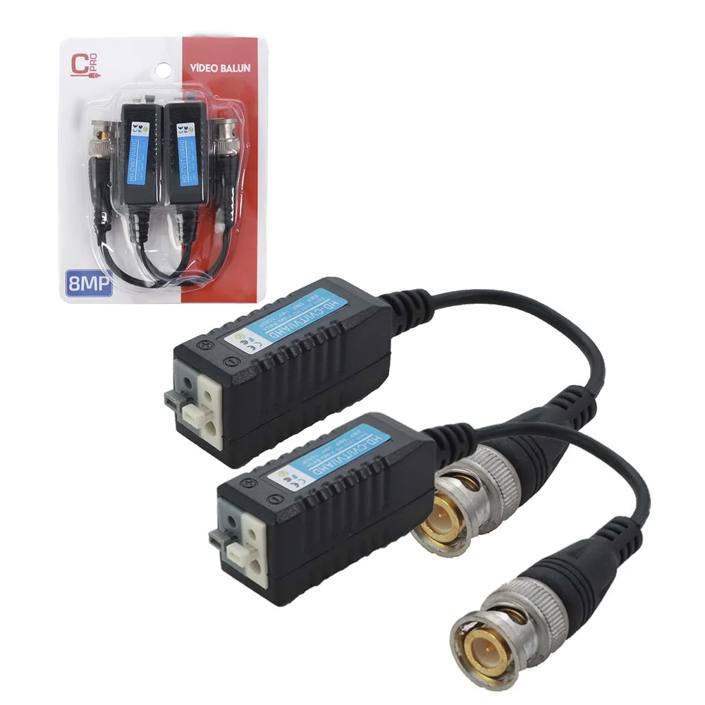 Par Video Balun Para Camera Cftv Passivo Hd Hibrido 8mp Par Video Balun Para Camera Cftv Passivo Hd Hibrido 8mp