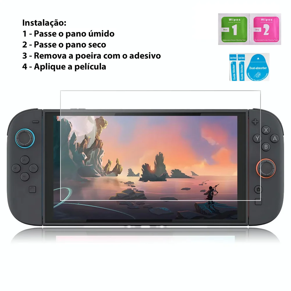 Bolsa Case Nintendo Switch 2 Mario + Película Vidro + 4 Grip Bolsa Case Nintendo Switch 2 Mario + Película Vidro + 4 Grip