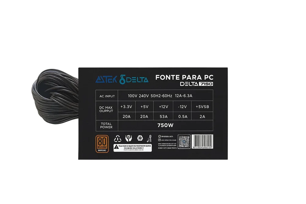 Fonte De Alimentação P/ Computador 650w - Delta-f650 (preto) Fonte De Alimentação P/ Computador 650w - Delta-f650 (preto)