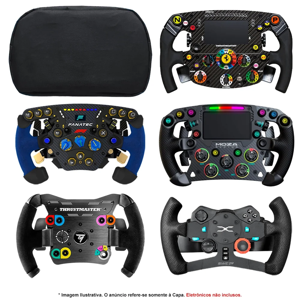 Capa Protetora Qualicapas P/ Add-On / Volante F1 Retangular Logitech Thrustmaster Fanatec Moza Racing Simulador Até 28cm De Diâmetro Capa Protetora Qualicapas P/ Add-On / Volante F1 Retangular Logitech Thrustmaster Fanatec Moza Racing Simulador Até 28cm De Diâmetro