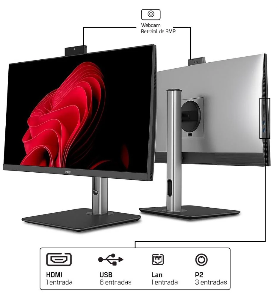 "Computador All In One 24"", Intel Core i5 11400 11ª Geração, 16gb Ddr4, SSD 1TB, WINDOWS 11  , Webcam, Wifi, Bluetooth, Hq Silver Aihqp-014" em Campinas