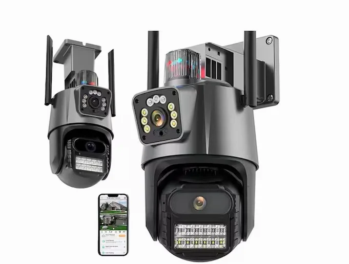Câmera De Segurança Externa Dupla 4k, 6mp, Sirene Policial, Visão Noturna, Wifi
