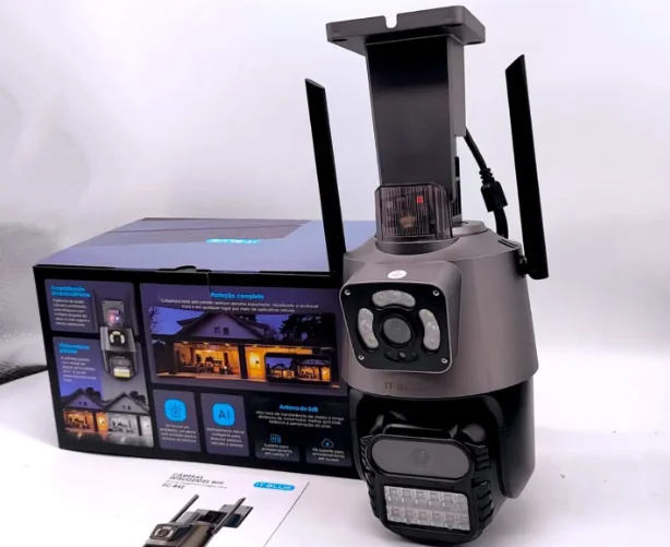 Câmera De Segurança Externa Dupla 4k, 6mp, Sirene Policial, Visão Noturna, Wifi