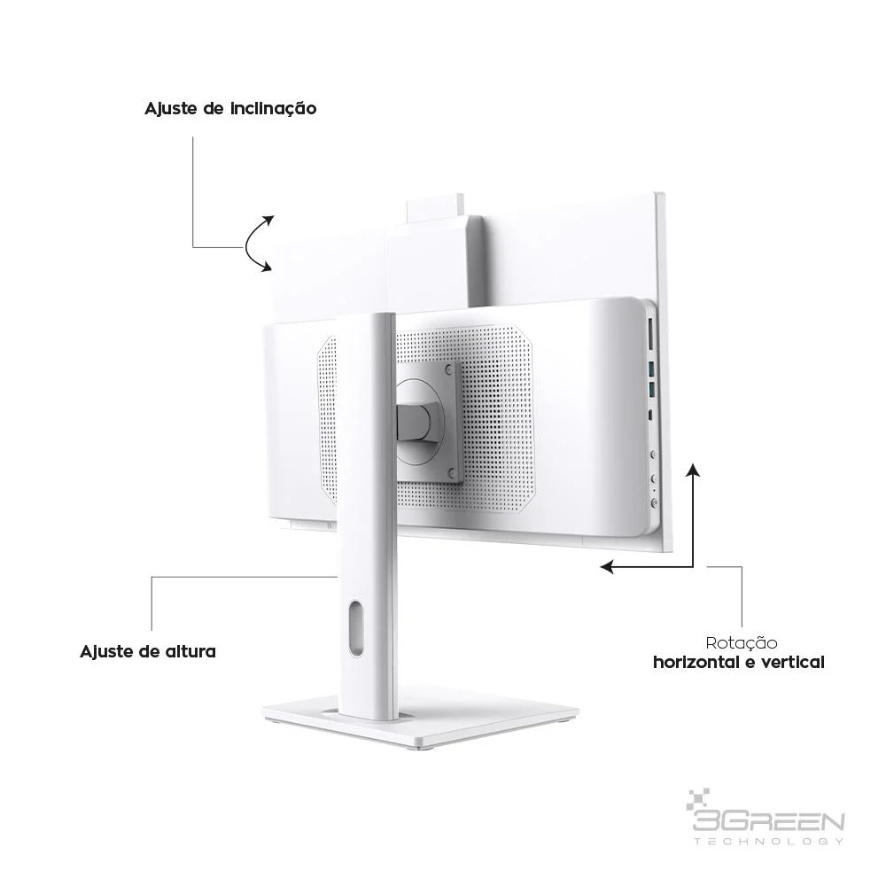 "Computador All In One 24"" Branco, Intel i5 9400, 8GB, SSD 1TB, WINDOWS 11  , Webcam, Wi-fi, 3green Unique" em Campinas - foto 2