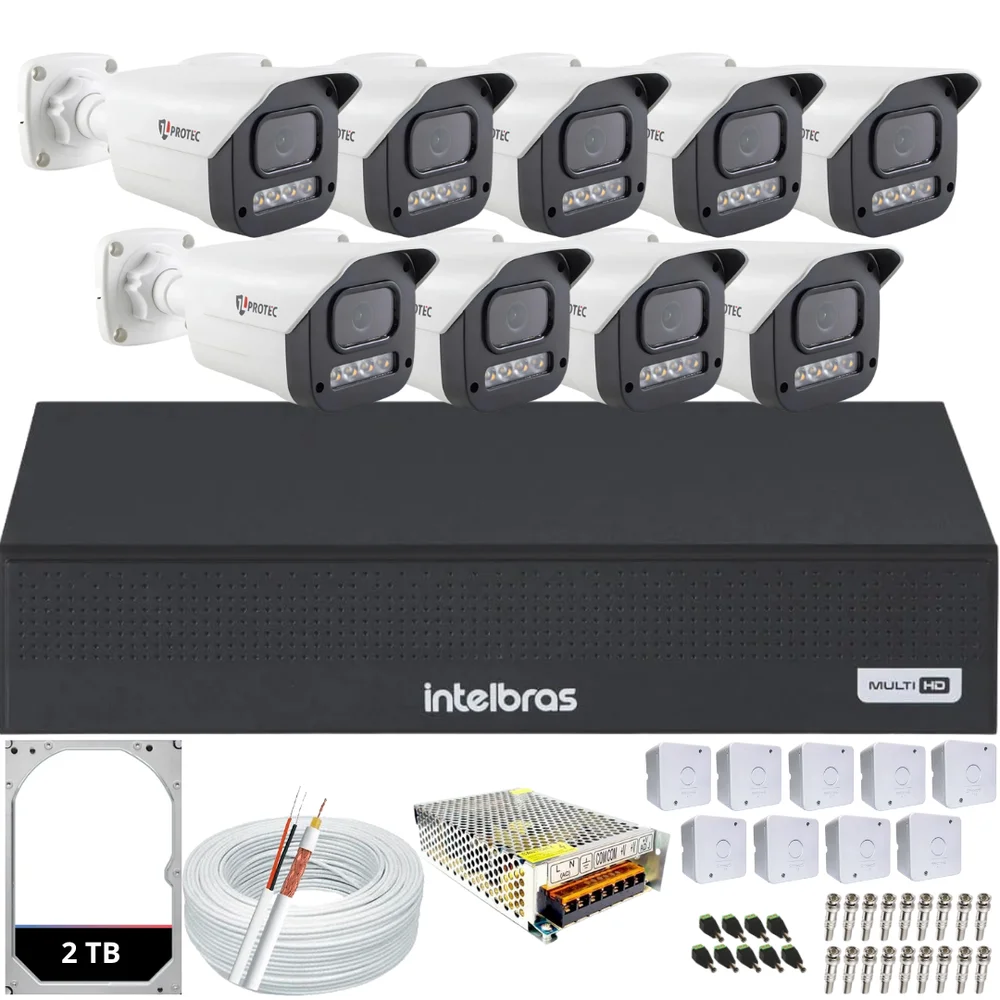 Kit 9 Câmeras Full Color C/áudio Dvr Intelbras 16ch 2TB Kit 9 Câmeras Full Color C/áudio Dvr Intelbras 16ch 2TB