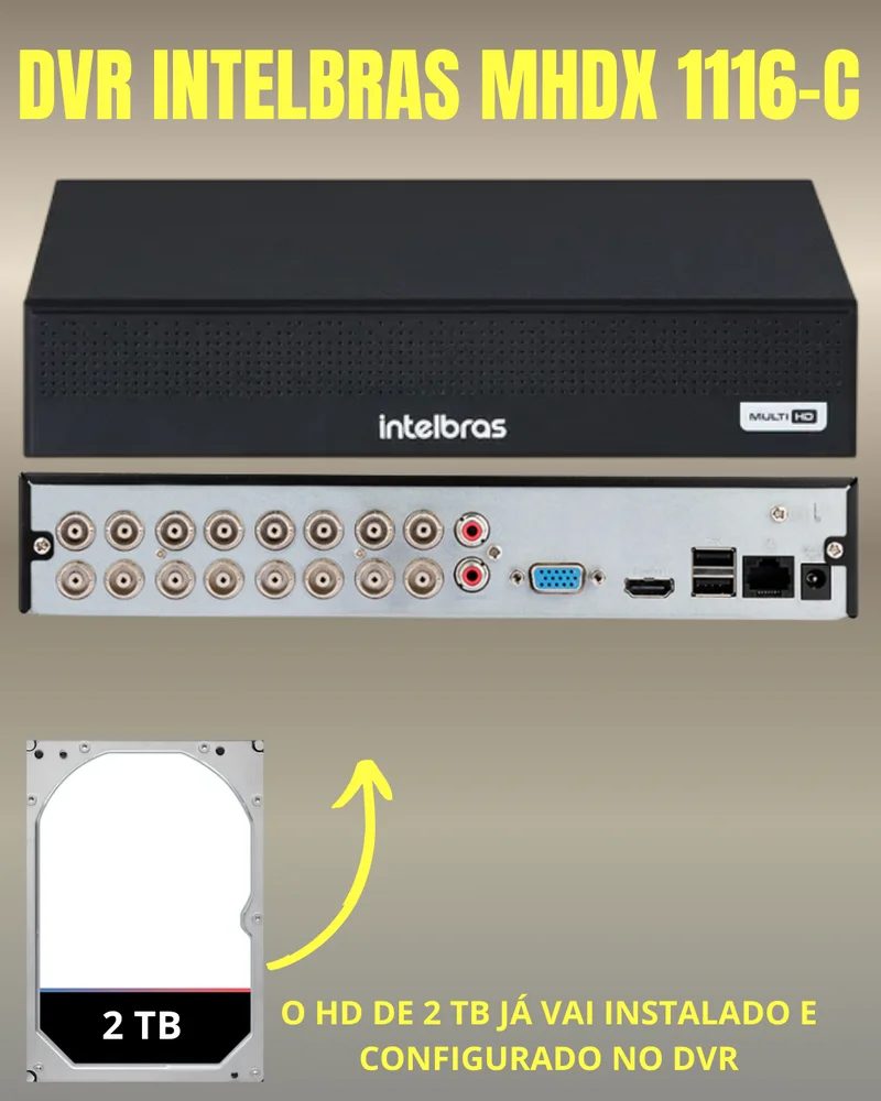 Kit 9 Câmeras Full Color C/áudio Dvr Intelbras 16ch 2TB Kit 9 Câmeras Full Color C/áudio Dvr Intelbras 16ch 2TB