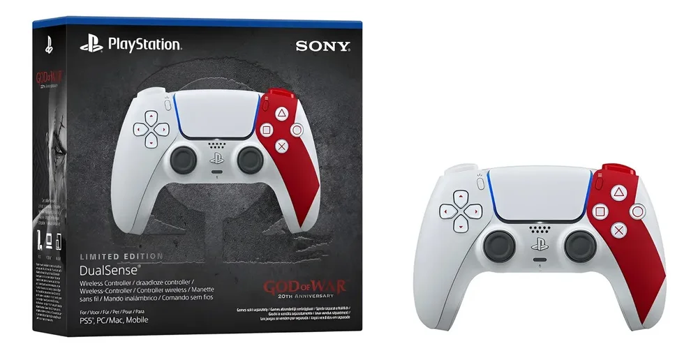 Controle Dualsense® Edição Limitada Do 20o God Of War Ps5 Branco Controle Dualsense® Edição Limitada Do 20o God Of War Ps5 Branco