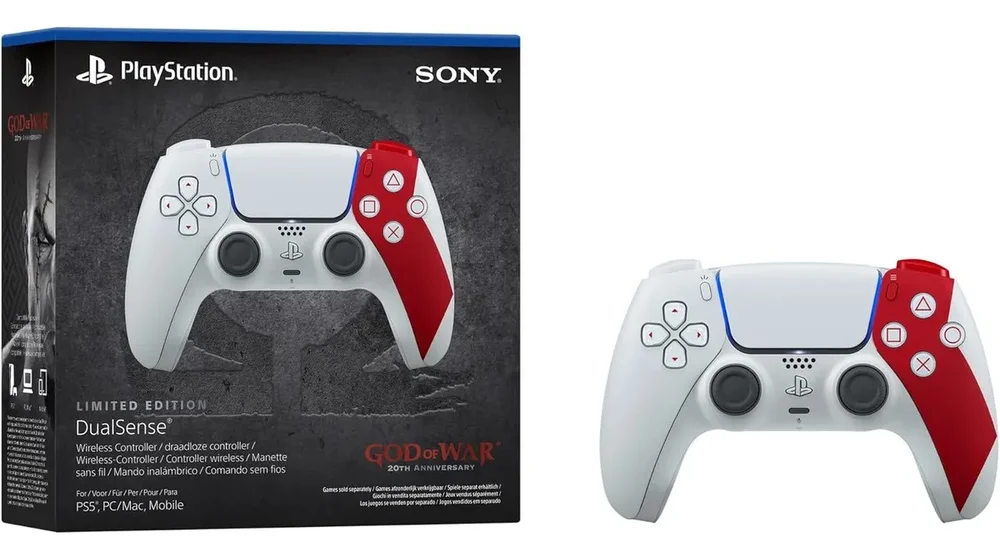 Controle Dualsense® Edição Limitada Do 20o God Of War Ps5 Branco Controle Dualsense® Edição Limitada Do 20o God Of War Ps5 Branco
